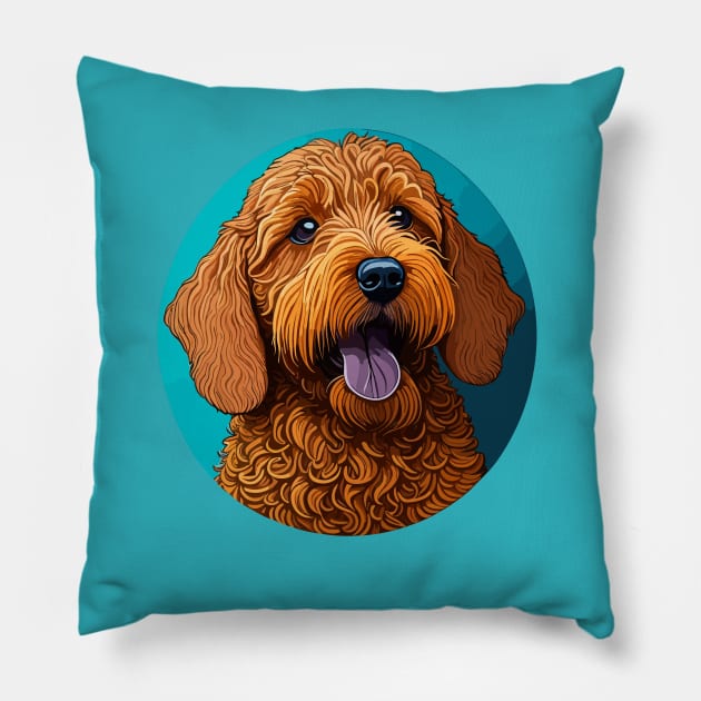 Golden Doodle Portrait Pillow by SpriteGuy95