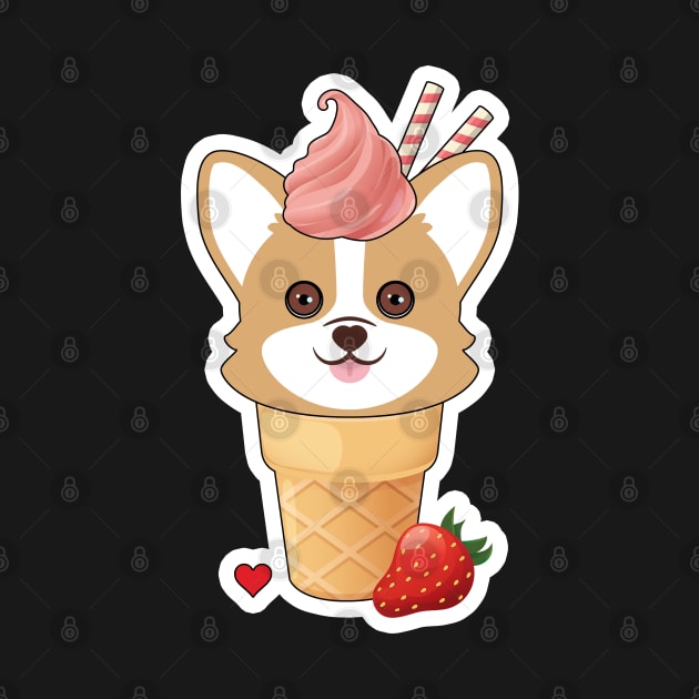 Corgi Strawberry Ice Cream by MaplewoodMerch