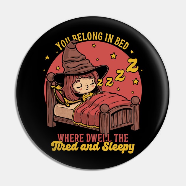 Witch Sleeping in Bed - Cute Magical Movie Pin by Studio Mootant