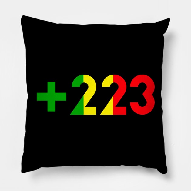 MALI +223 Country calling code Pillow by Tony Cisse Art Originals