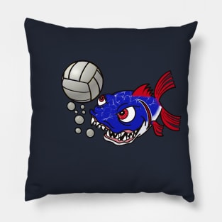 Piranha Volleyball White Pillow