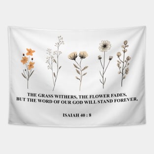 Wild Flowers Bible Verse Floral Religious Tapestry