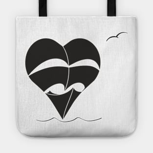 Lonely Heart-Sailboat (black sails) Tote