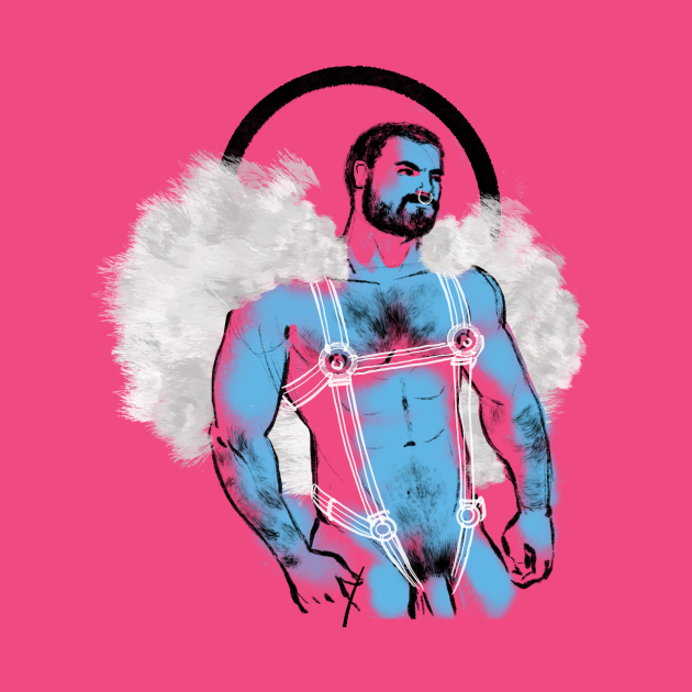 Disover White Neon disco Viking - Gay Bear - T-Shirt