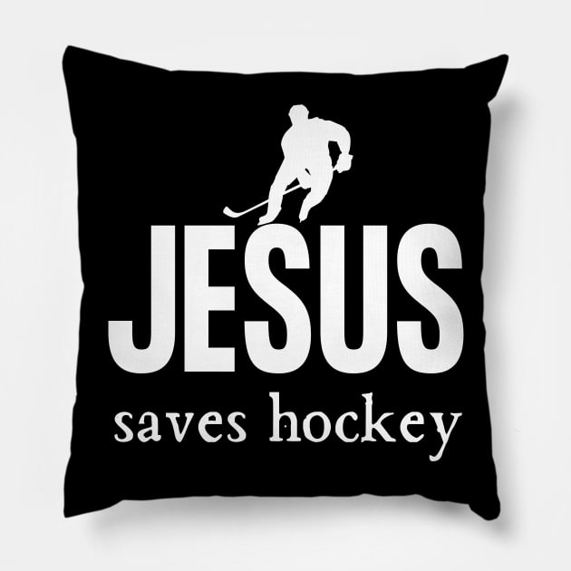 Jesus Saves Hockey Pillow by HobbyAndArt
