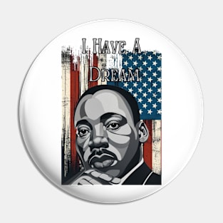 "Eternal Dream: MLK Tribute in Monochrome" - MLK Civil Rights Activist Pin