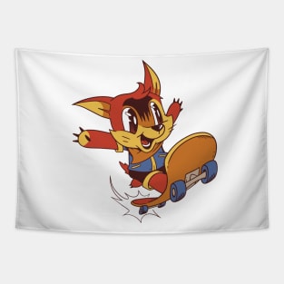 Cute Cartoon Skater Fox Graphic Design Tapestry