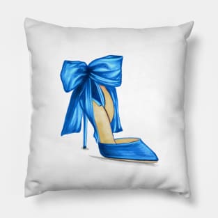 Blue Satin Women High Heels Pillow