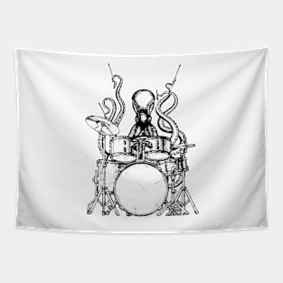 Octopus plays drums black / white version Tapestry