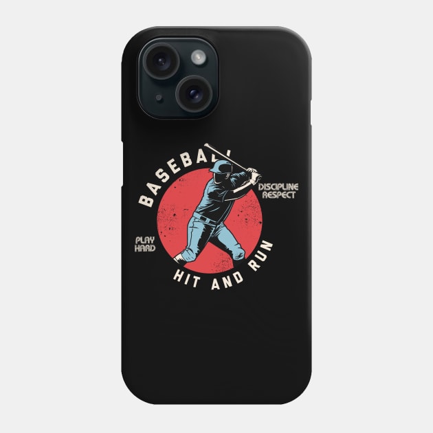 Vintage Baseball Player Hit And Run Baseball Love Phone Case by anubis1986