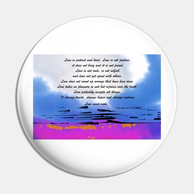 Love Is Patient: Blue Abstract Sunset Pin by KirtTisdale