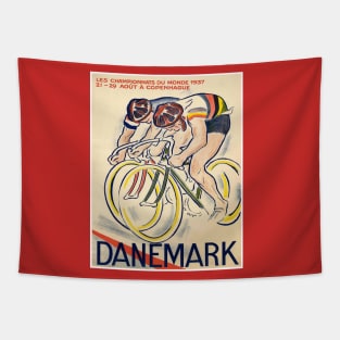 Tour De France Vintage 1937 Danemark Bicycle Racing Print Tapestry