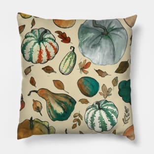Watercolor Squash Pattern for Autumn Pillow