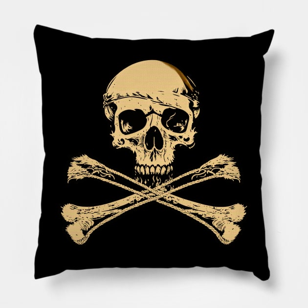 Skull, ropes and bones Jolly Roger Pillow by Monkey Business Bank