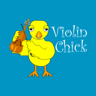 Violin Chick White Text T-Shirt