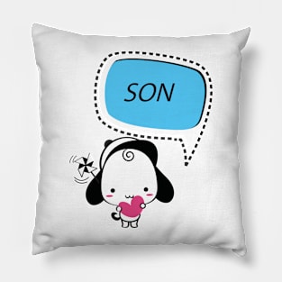 Adorable Son Dog Cartoon with Heart Pillow