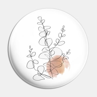 One Line Leaves Botanical Abstract Pin