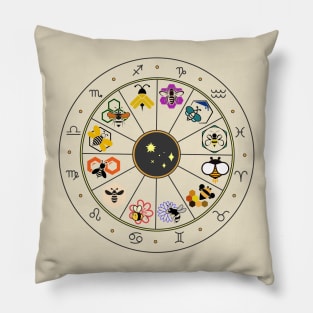 Fun Zodiac Bee Design - Save the Bees - Honey - Bees - Nature Pillow