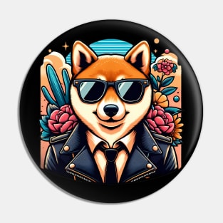 Funny Shiba Inu with Sunglasses Pin