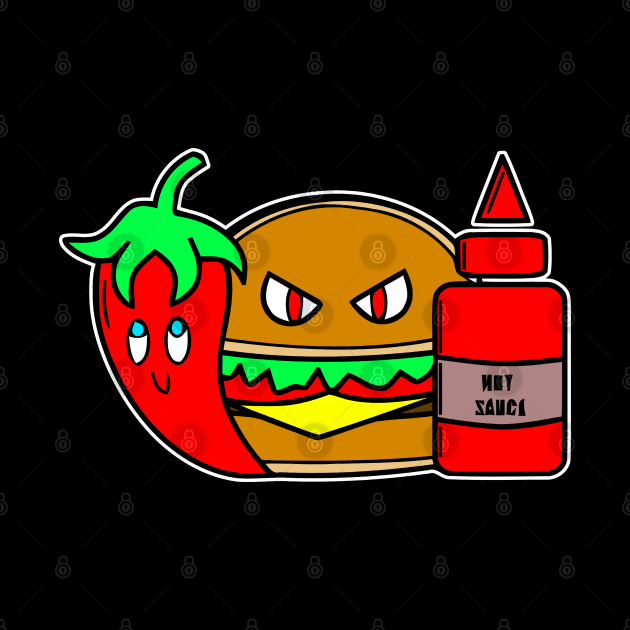 Hot Sauce Spicy Cheeseburger by MaystarUniverse