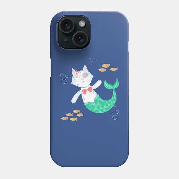 Cute Mermaid Cat (Mercat) Phone Case by RuthMCreative