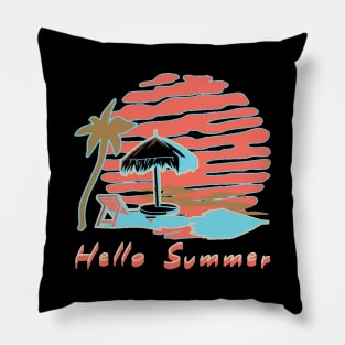 Hello Summer Bye School Vintage Funny Surfer Riding Surf Surfing Lover Gifts Pillow