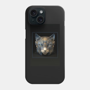 Blue and Gold Ivory Cat (Black) Phone Case