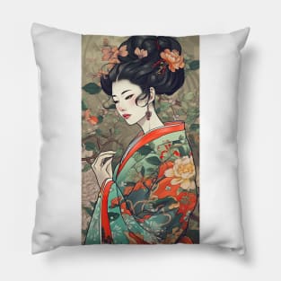 Japanese Lady in Kimono - No.2 Pillow