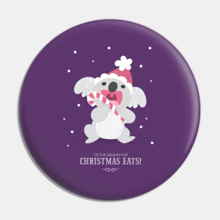 Christmas Koala Eating A Candy Cane Pin