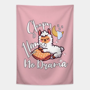 Llama Drama - Sleepy Cute Llama No Drama Tapestry