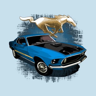 Blue 69 Mustang Mach 1 T-Shirt