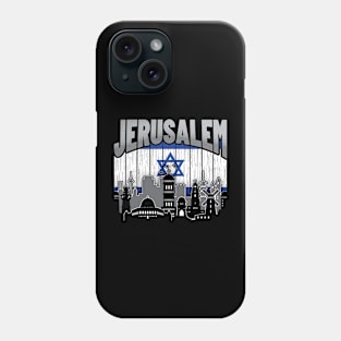 Jerusalem Israel Skyline Vintage Israeli Flag Phone Case