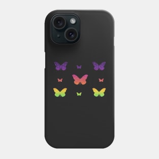 Bright Rainbow Ombre Faux Glitter Butterflies Phone Case