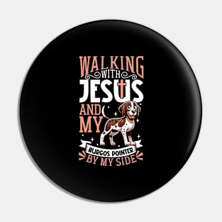 Jesus and dog - Burgalese Pointer Pin