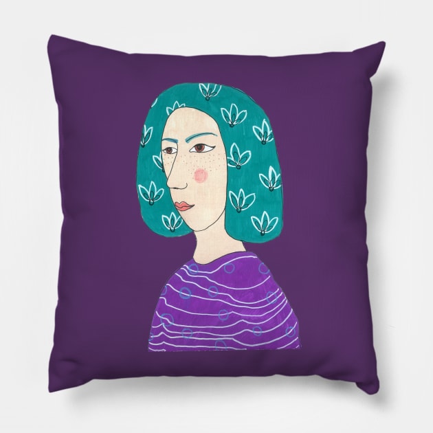 Random Portrait Pillow by DoodlesAndStuff