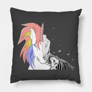 rainbow unicorn skeleton Pillow