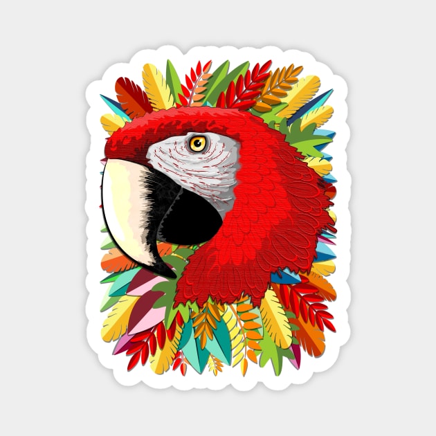 Macaw Parrot Paper Craft Digital Art Magnet by BluedarkArt