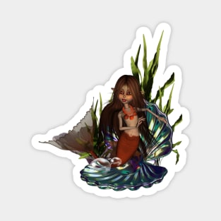 Cute mermaid in the deep ocean Magnet