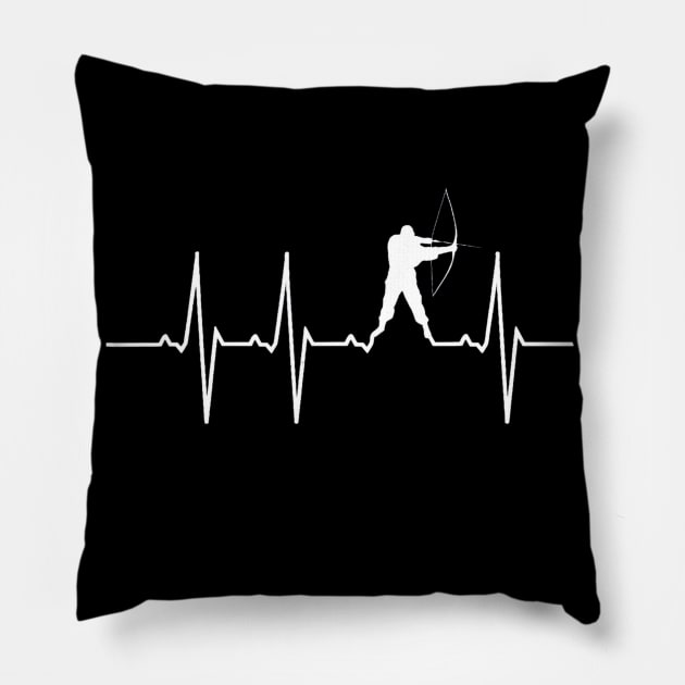 Archery Shirt Heartbeat Bow Hunting Pillow by Kiwistore