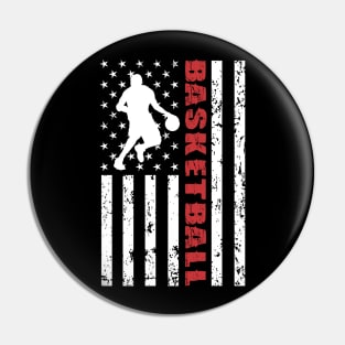 Basketball American Flag - US Sports Pin