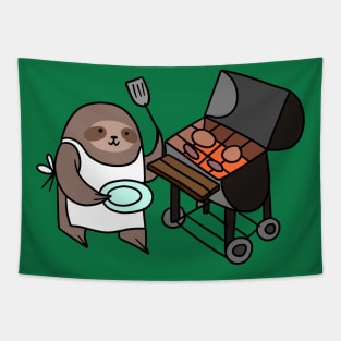 Sloth Cooking on the Grill Tapestry