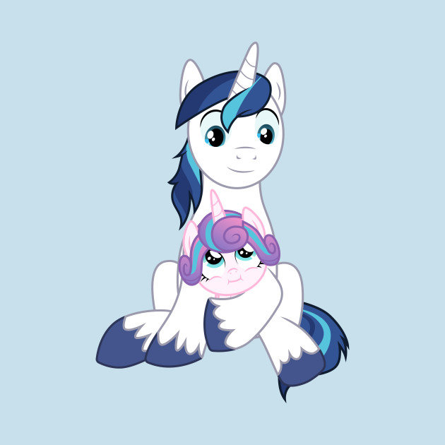 shining armor holding flurry heart my little pony t shirt