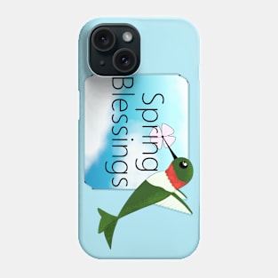 Spring Blessings  - Ruby Throated Hummingbird Illustration Phone Case