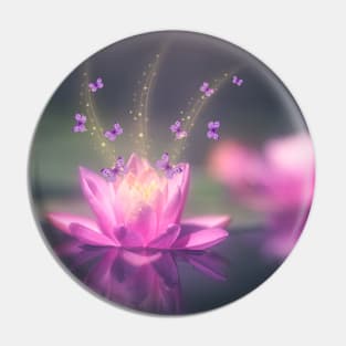 Aesthetic Lotus Flower and Butterflies Pin