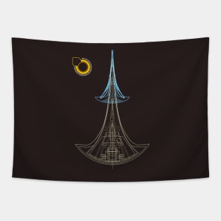 Spaceships blueprint Tapestry