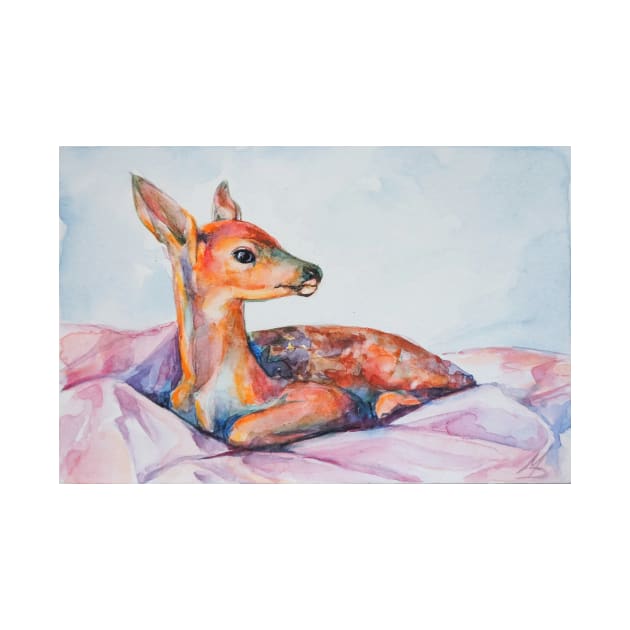 Watercolor baby deer by MariDein