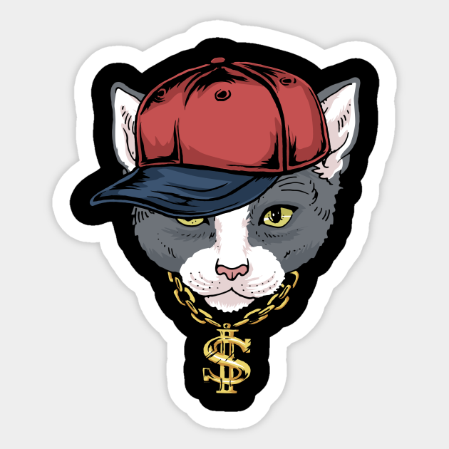Hip Hop Cat Funny Rap Gift Hip Hop Cat Sticker Teepublic