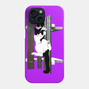 Cute Tuxedo Cat Resting on a Park Bench Copyright by TeAnne Phone Case