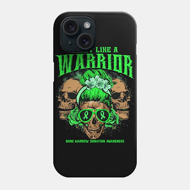 Bone Marrow Donation Awareness Skull Messy Bun Floral fight like Bone Marrow Donation warrior gift Phone Case by Paula Tomberlin