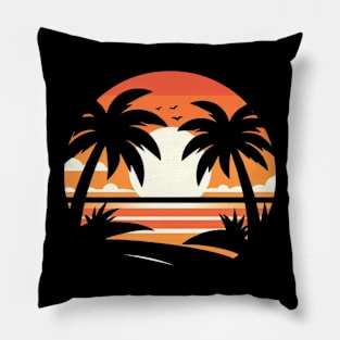 Palm Tree Sunset Pillow